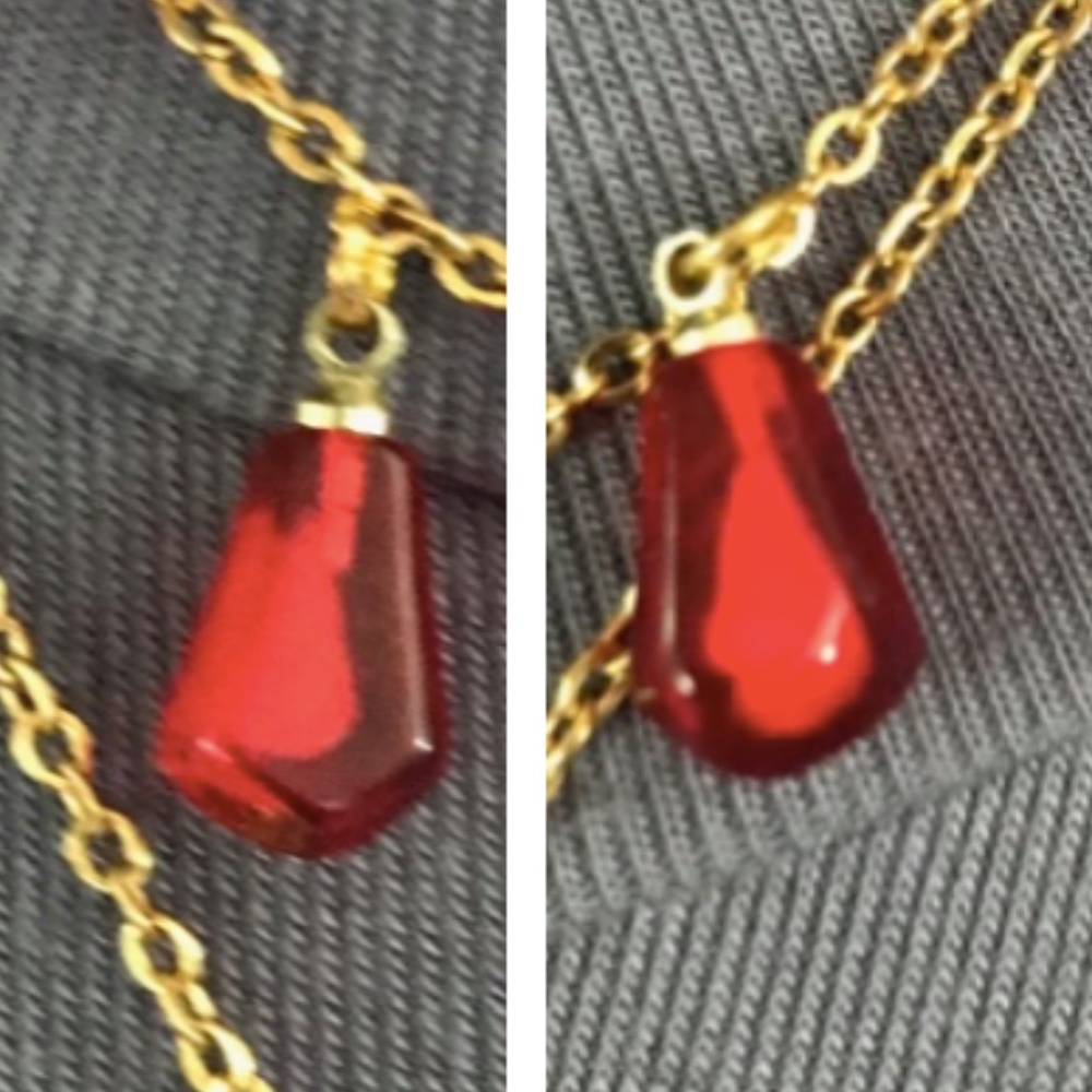 Persephone Greek Goddess Pomegranates and Seeds Handmade 2-Layer Gold Necklace - Picture 4 of 15